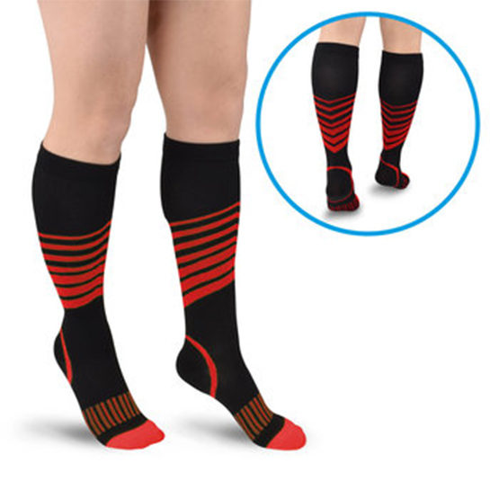 Sports Compression Socks Stripes Red And Back