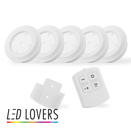 Verhogen Verward Onheil Led Lovers - 5 of 10 draadloze LED-Spots - Afstandsbediening - Touch -  Webshop-outlet.nl | Aanbiedingen tegen OUTLET prijzen!