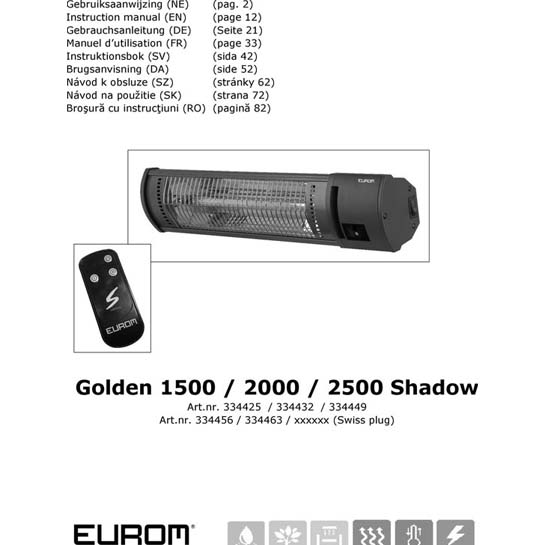 Gebruiksaanwijzing Eurom Golden 1500:2000 Shadow Hangende Terrasverwarmer 545x545