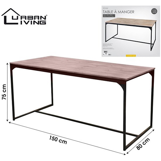 Urban Living Industriële Eetkamertafel Zwart Hout