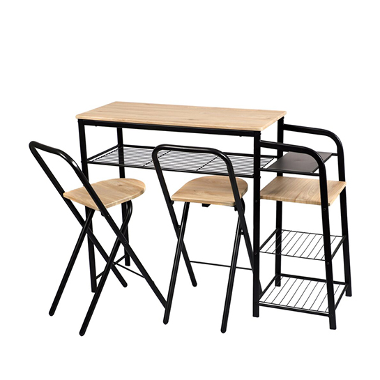 Urban Living – Friends Bar Table With 2 Collapsible Stools And Storage Space – Black 2