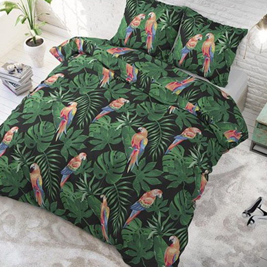 Sleeptime Dekbedovertrek Tropical Parrot Groen Katoen Blended