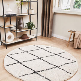 Carpet Round Soft Rug Warm Black Stripes