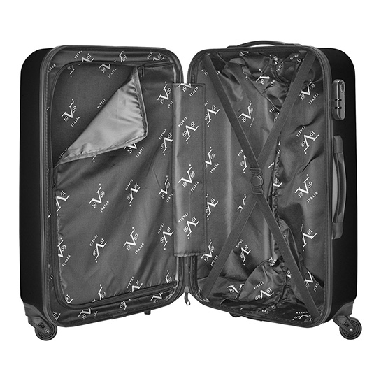 3 Delige Kofferset Milano M, L & Xl + Cosmetic Case Harde Cover 4 Rollers Combinatie Slot Zwart 5