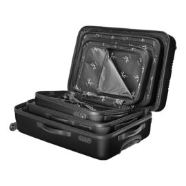 3 Delige Kofferset Milano M, L & Xl + Cosmetic Case Harde Cover 4 Rollers Combinatie Slot Zwart 7