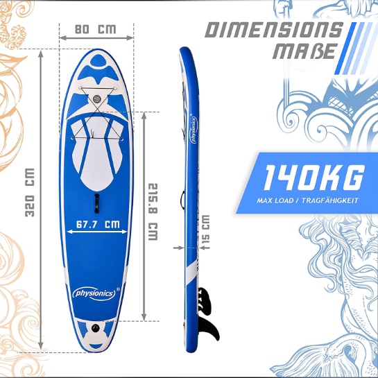 4056282469598 Stand Up Paddle Board Sup Board 305cm Blauw Poseidon 2