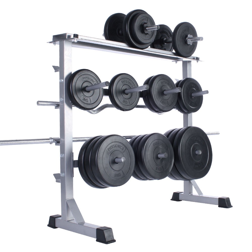 Physionics - Soporte de pesas universal para barras - barras de curling -  placas de pesas - capacidad 300 kg - Gris - 48 x 50 x 74 cm. - Tienda  online-outlet.nl
