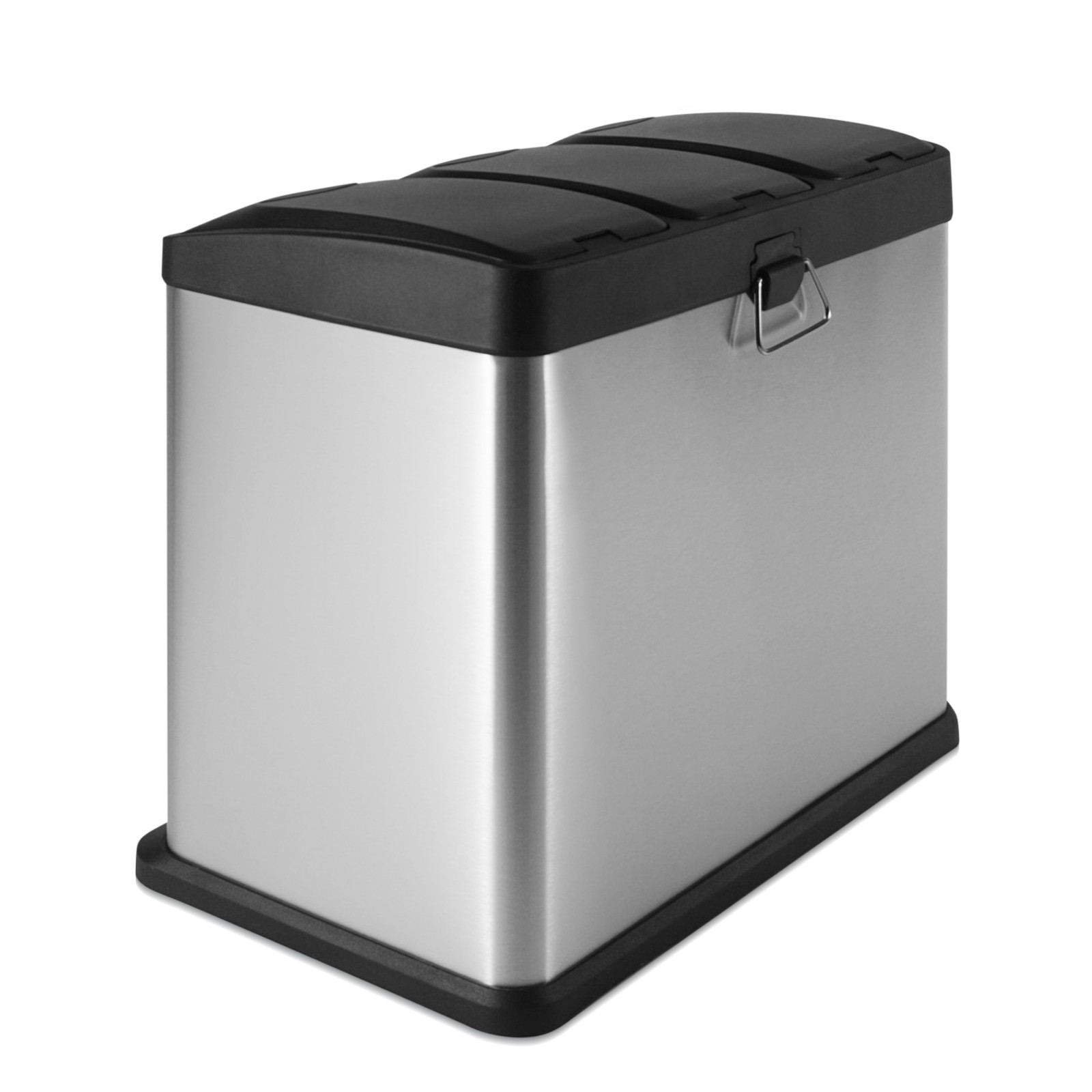 Bote de basura de 5.3 + 5.3 galones, cubo de basura de cocina con 2  compartimentos, cubo de basura grande de acero inoxidable con 2 cubos  interiores