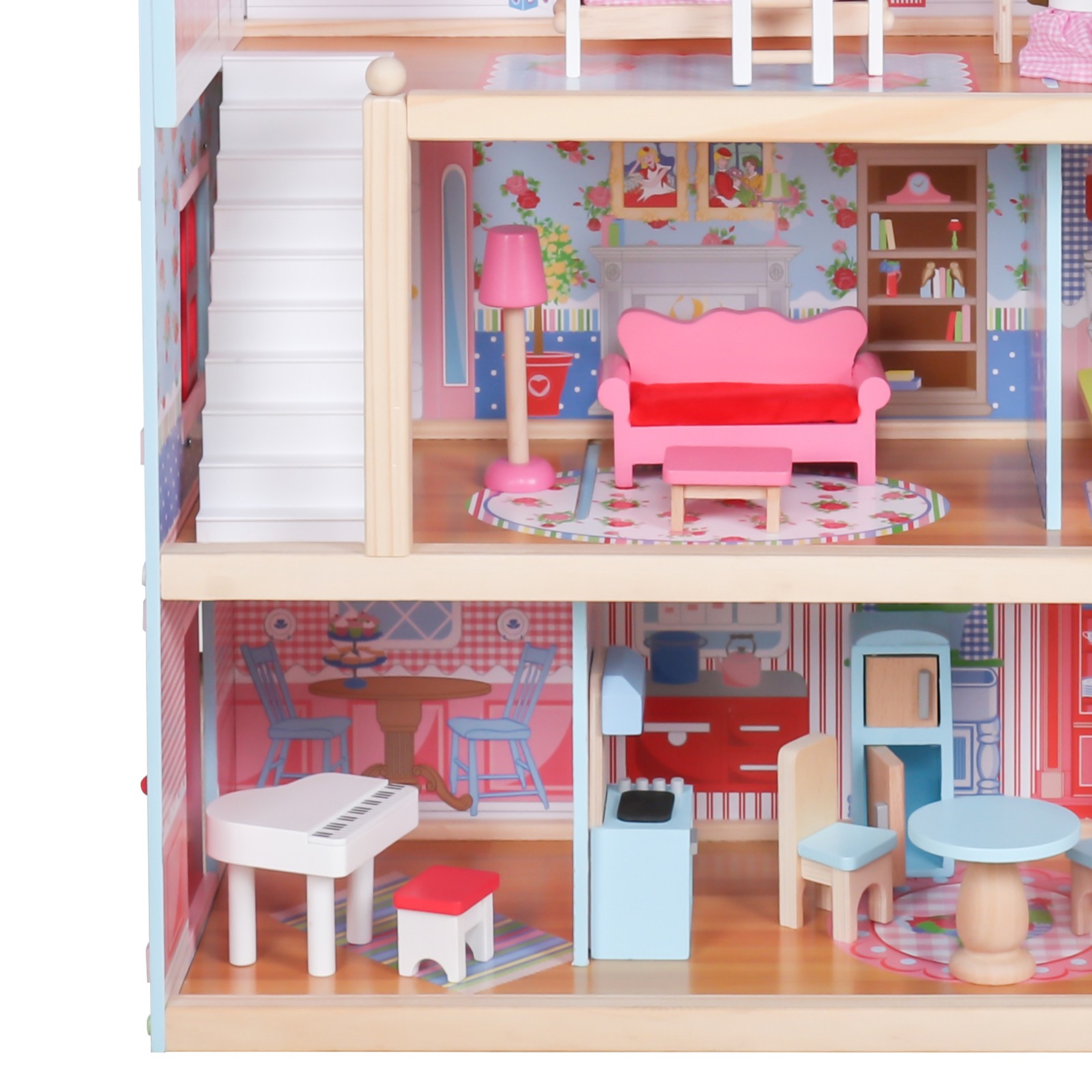 Infantastic® xxl maison de poupée en bois - avec lumières led, 60