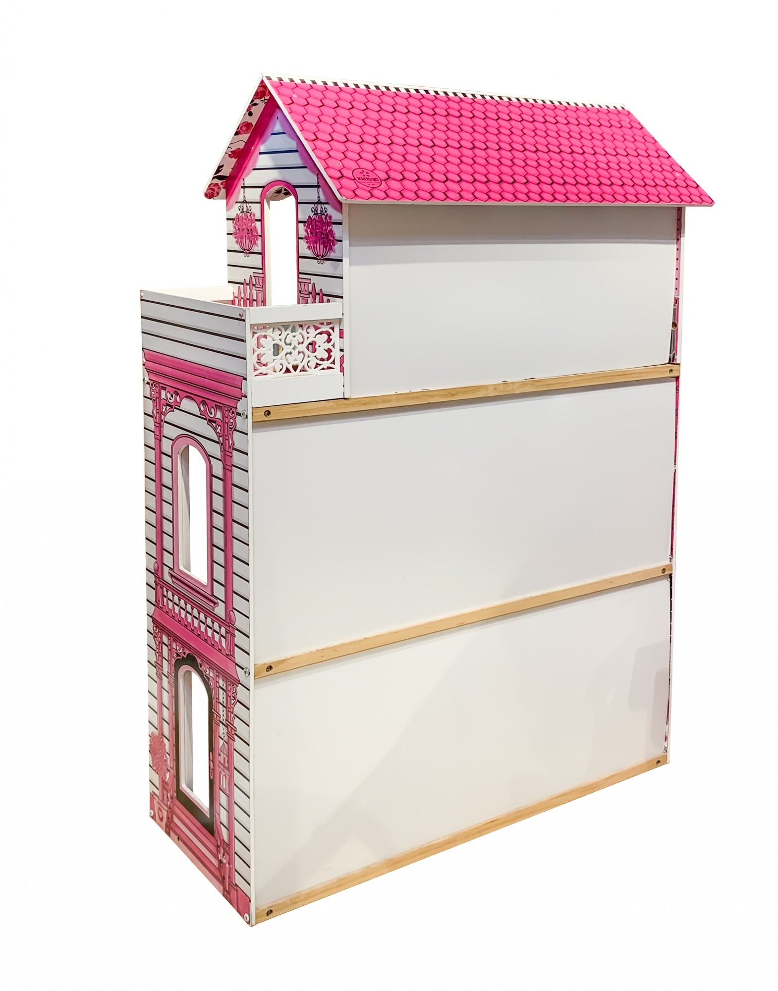Infantastic - Maison de poupée en bois XXXL - Mobilier - Lumières LED -  Jouets éducatifs - 3 niveaux de jeu - 121 x 80 x 41 cm.