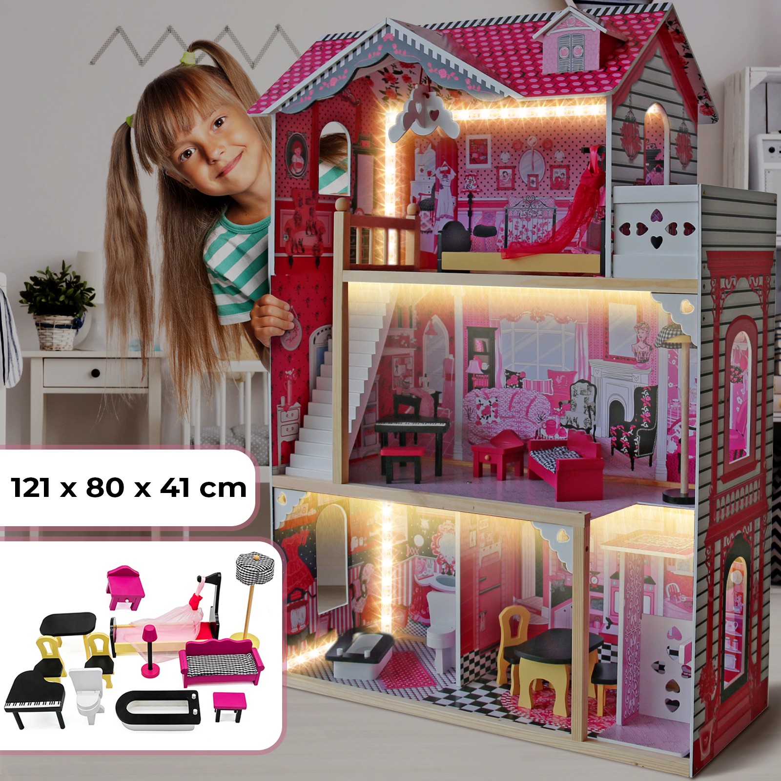 Casa da Barbie Completa Decorada com Iluminação