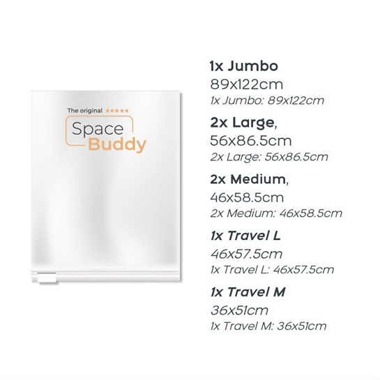 Space Buddy, Sacs sous vide - Ensemble de 7 pièces - Sacs de