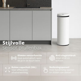 Cubo de basura con sensor Peak de 50 l, color blanco